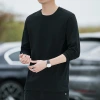 New pure cotton long-sleeved T-shirt for men, autumn casual round-neck inner layer top, thin base layer shirt and sweatshirt Specification image